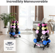 LIONSCOOL Premium Solid Steel Dumbbell Rack Stand Only, A-Frame Portable Weight Storage Organizer with Optional Tray and Wheels, Perfect for Home Gym Fitness Storage (200LBS/300LBS/700LBS Weight Capacity Available)