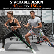 Resistance Bands Workouts Set for Men and Women with Handles - Heavy Duty 150lbs, 11 Piece Elastic Tube Kit for Gym & Home, Strength Training, Yoga, Pilates Therapy for Legs, Chest Power Systems