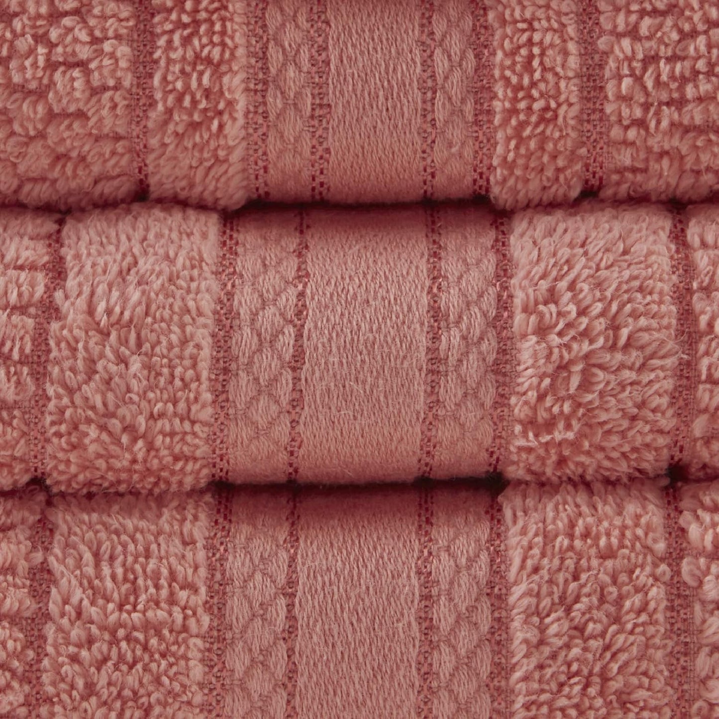 Madison Park Adrien 100% Cotton Soft Bathroom Towel Set, Highly Absorbent, Zero Twist, Quick Dry, Include 2 for Shower, 2 Hand & 2 Facial Wash Cloth, Multi Sizes, Coral 6 Piece