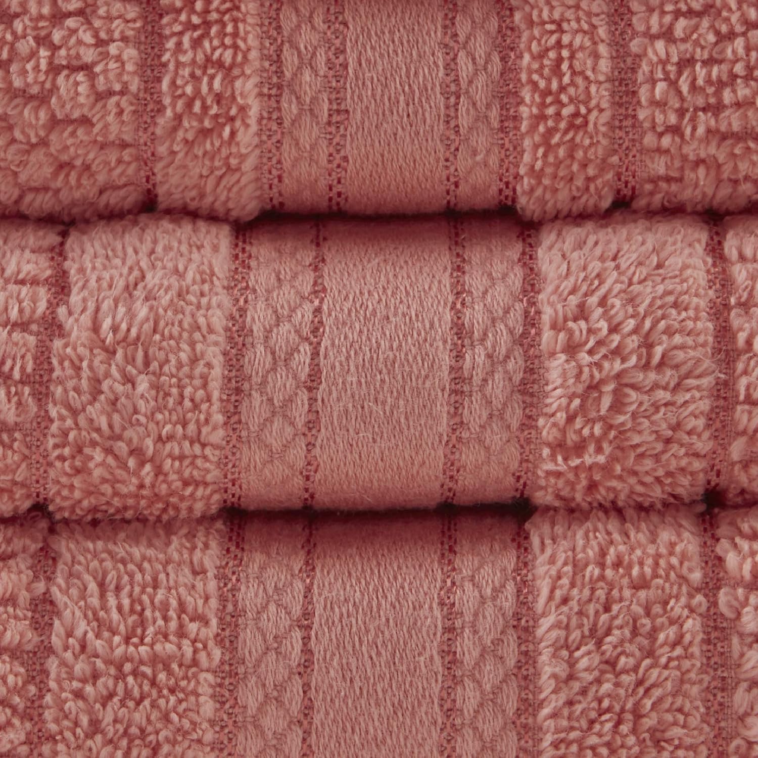 Madison Park Adrien 100% Cotton Soft Bathroom Towel Set, Highly Absorbent, Zero Twist, Quick Dry, Include 2 for Shower, 2 Hand & 2 Facial Wash Cloth, Multi Sizes, Coral 6 Piece