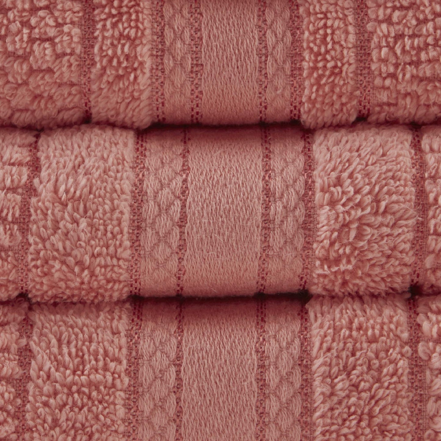 Madison Park Adrien 100% Cotton Soft Bathroom Towel Set, Highly Absorbent, Zero Twist, Quick Dry, Include 2 for Shower, 2 Hand & 2 Facial Wash Cloth, Multi Sizes, Coral 6 Piece