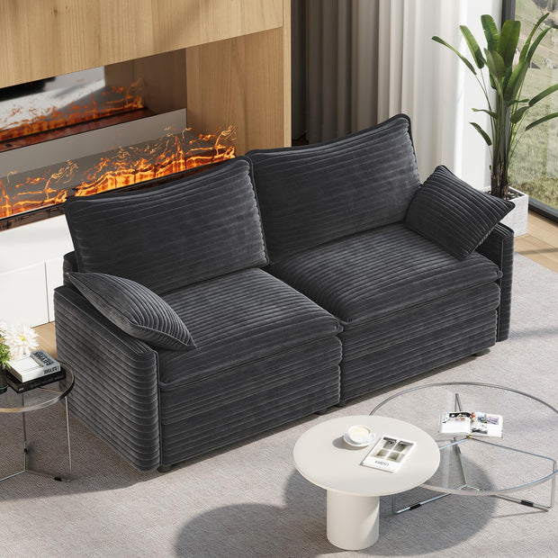 Vesgantti 108" Modular Sectional Sofa, Comfy Cloud Couch with Movable Ottoman Deep Seat Chenille L Shaped Modular Sofa, Sectional Couches for Living Room, Bedroom and Apartment, Beige