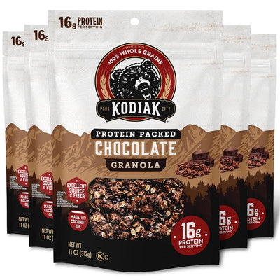 Kodiak Cakes Granola Pouch, Chocolate, High Protein, 100% Whole Grains (Pack of 5 pouches)