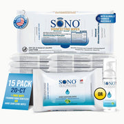 SONO Disinfecting Wipes - 60 Count (Pack of 3) + Sanitizer, Travel Size, Alcohol-Free, No Bleach, Medical-Grade, Multi-Surface Cleaning for School, Office, and On-The-Go