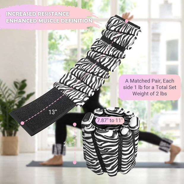 Wrist Ankle Weights for Women Set of 2, Adjustable Silicone Weighted Bangles, Wearable Ultra-durable Strips Weight Bracelet 2 lbs/4 lbs for Yoga, Pilates, Barre, Walking, Arm & Leg Workout
