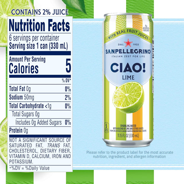 San Pellegrino Lime Ciao Sparkling Water 6 Pack
