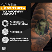 Skin Grip Adhesive Patches Compatible with Dexcom G7 & Stelo CGM – Waterproof & Sweatproof Cover for Continuous Glucose Monitor Sensor, Stays Secure for 10-15 Days – 20 Pack, Camo