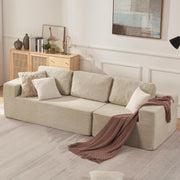 106" Cloud Sectional Couch, Left/Right Facing Convertible Sofa with Deep Seat, L-Shape Modular Upholstered Foam Couch for Living Room Bedroom, No Assembly Required (Corduroy Fabric, Beige)