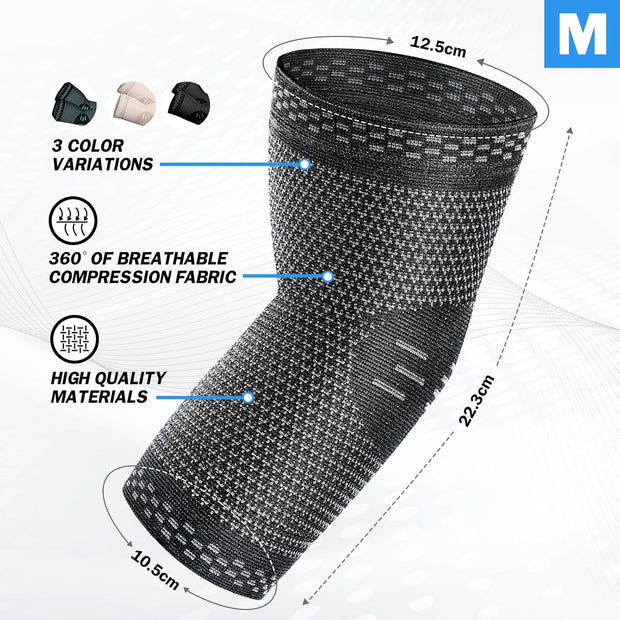 POWERLIX Elbow Orthopedic Brace Compression Support (Pair) - Elbow Sleeve for Tennis, Golfer’s, Bursitis, and Sprains, Arthritis, Tendonitis. Pain Relief(Black, L)