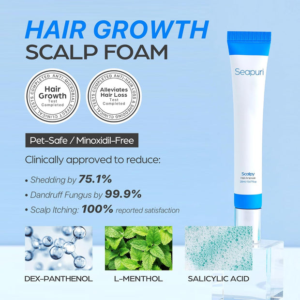 Scalpy Hair Growth Serum for Hair Loss & Thinning | Mothers Day Gifts for Mom | Scalp Massager Treatment w/Salicylic Acid, Menthol, Dexpanthenol | Non-Greasy, Lightweight | Exfoliate Dandruff