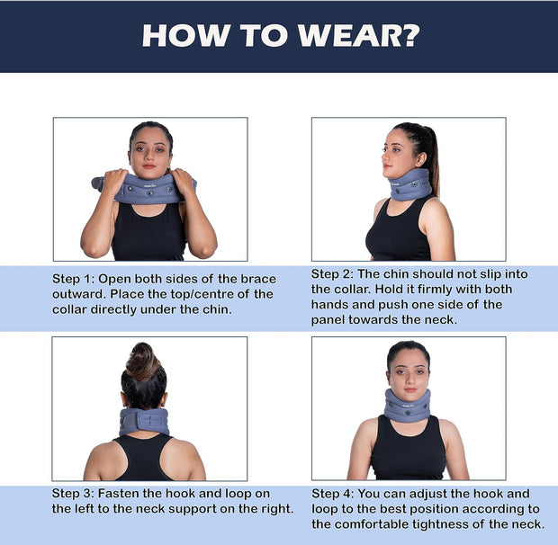 Wonder Care Neck Brace for Sleeping Cervical Collar Adjustable Neck Support Brace Relief Cervical Spine Pressure Ideal for Travel, Office Workers & Neck Injury Recovery, X-Large