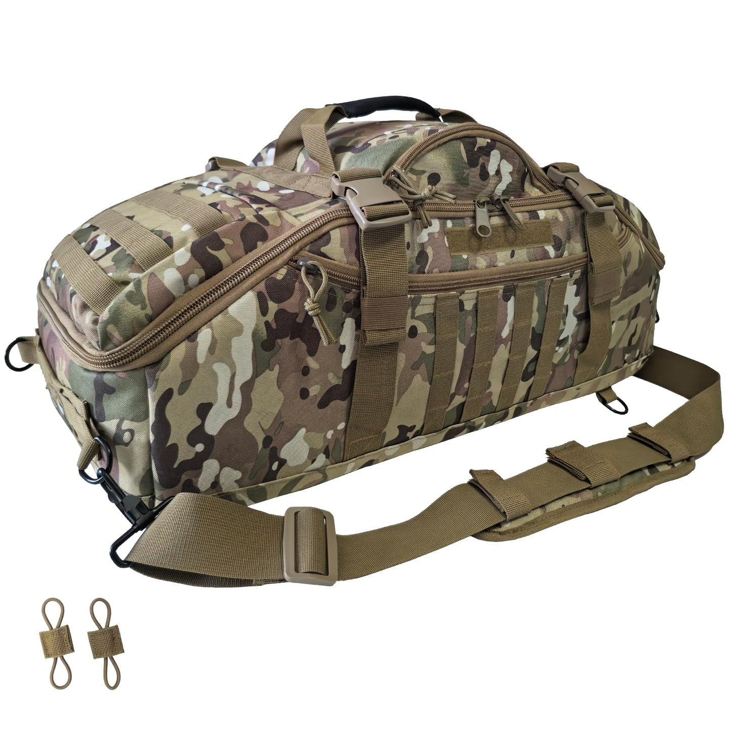 65L Large Duffle Bag, 3-in-1 Tactical Backpack MOLLE Pack for Sports, Gym, Outdoor, Black