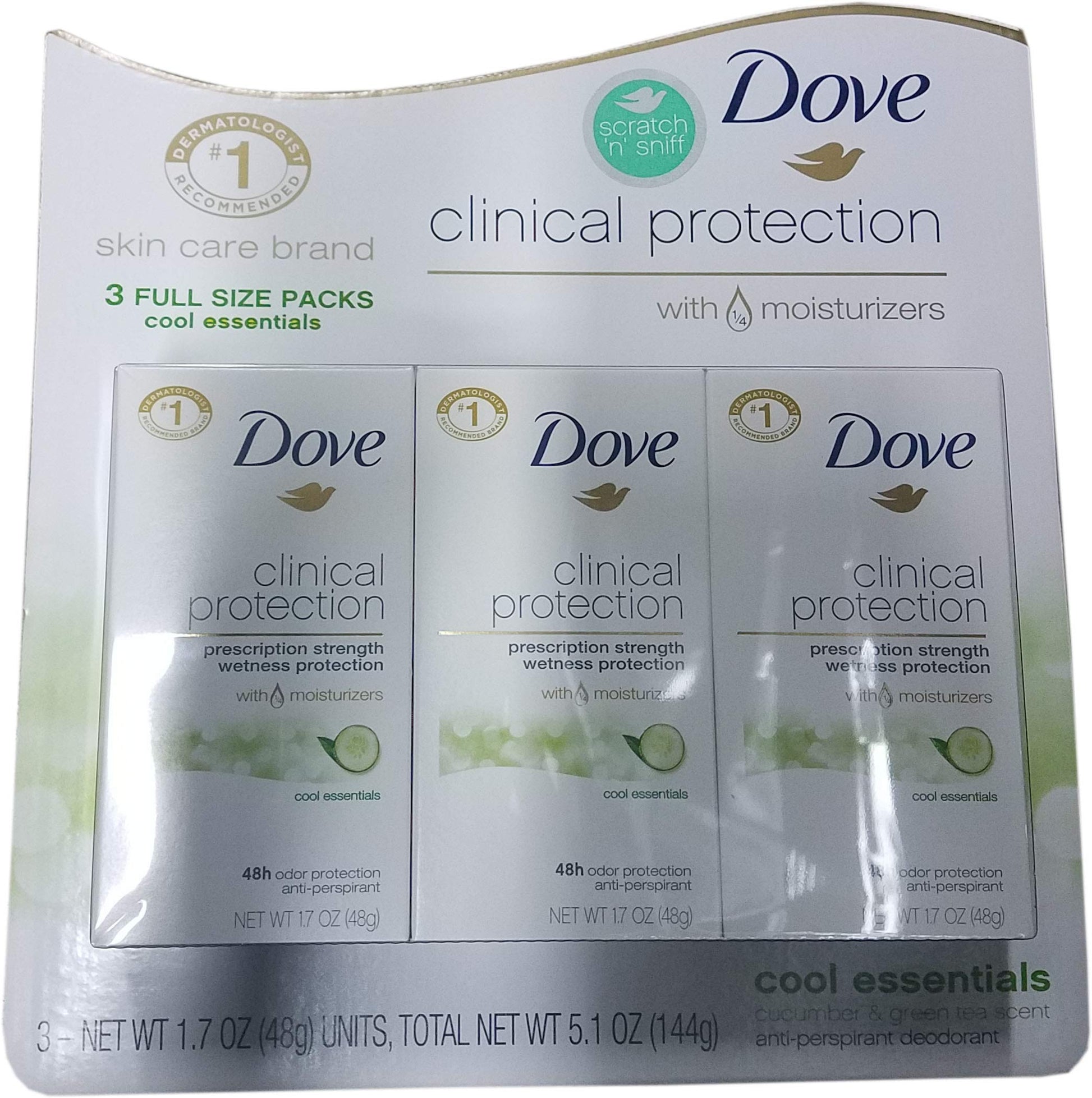 Dove Clinical Protection Antiperspirant Deodorant For Sweat and Odor Protection Original Clean Antiperspirant For Women Made With 1/4 Moisturizers 1.7 oz