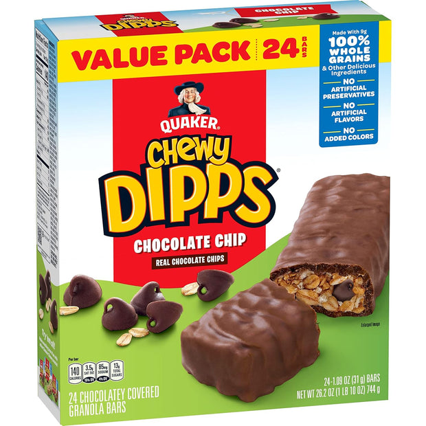 Quaker Chewy Dipps Chocolate Chip 24ct