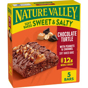 Nature Valley Soft Baked Sweet and Salty Bars, Chocolate Turtle, Made with Whole Grain, 5 Bars, 6.2 oz