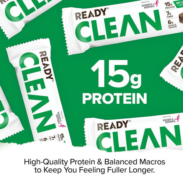 Ready® Protein Bars - High-Protein Snack with 15g Whey Protein, With Flaxseeds and Omega-3s for Sustained Energy, Supports Lean Muscle and Recovery - Mint Chocolate Chip Bundle (15-Pack)