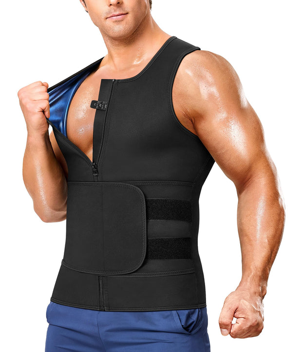 Junlan Sauna Suit for Men 2 in 1 Waist Trainer Sauna Shirt for Men Sweat Band for Stomach