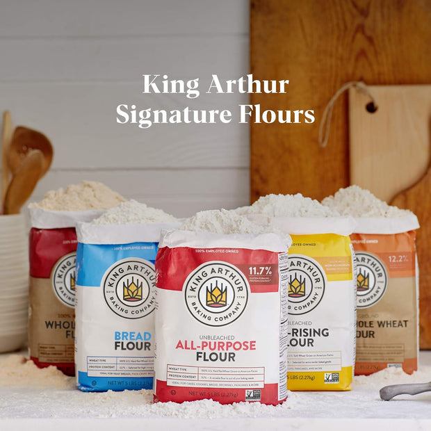 King Arthur Baking Unbleached All-Purpose Flour: Premium 5 lbs Baking Flour, Non-GMO, Kosher Certified, Versatile for Bread, Cakes & Pastries - 11.7% Protein Content, No Preservatives