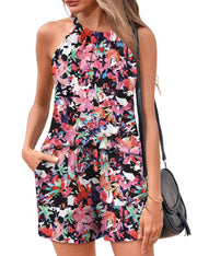 Rapbin 2 Piece Short Sets for Women Casual Vacation Summer Outfits Sleeveless Halter Tops Loose Fit