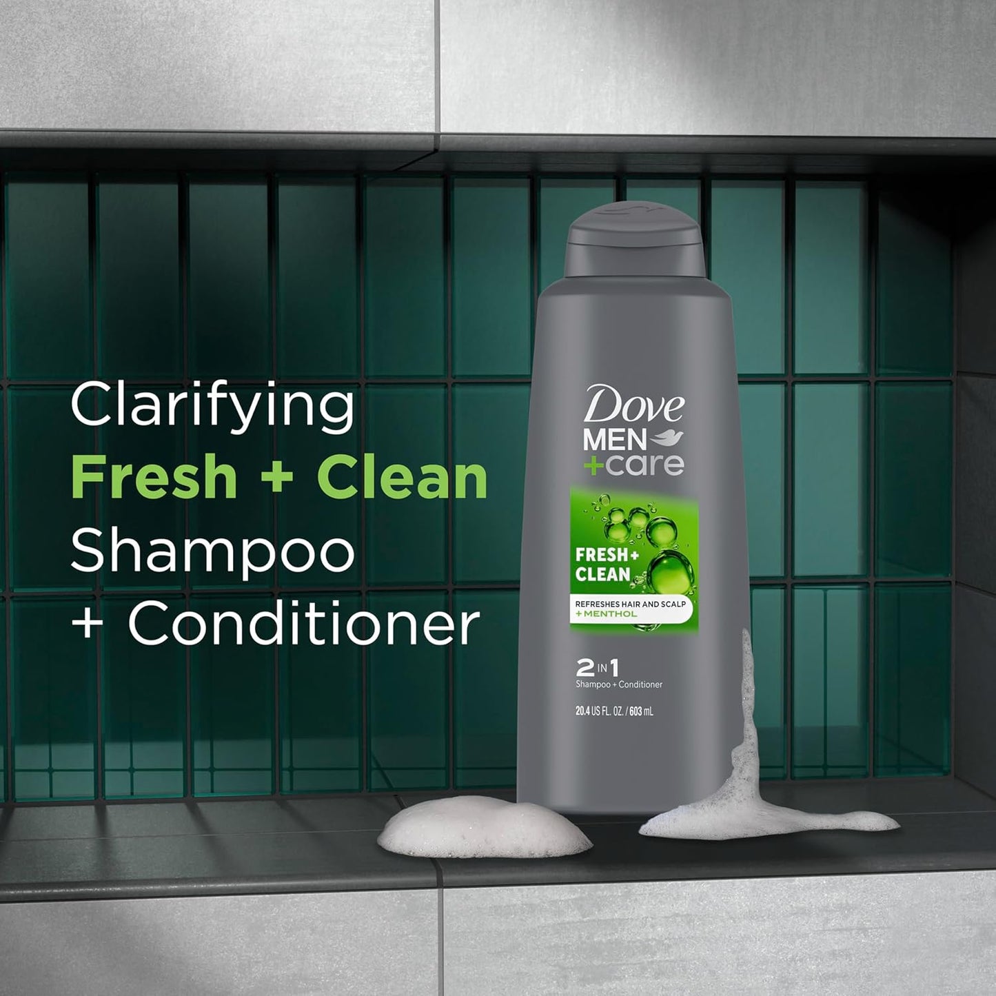 DOVE MEN + CARE Fortifying 2-in-1 Shampoo and Conditioner Fresh and Clean with Caffeine For Everyday Care Helps Strengthen and Nourish Hair 20.4 oz