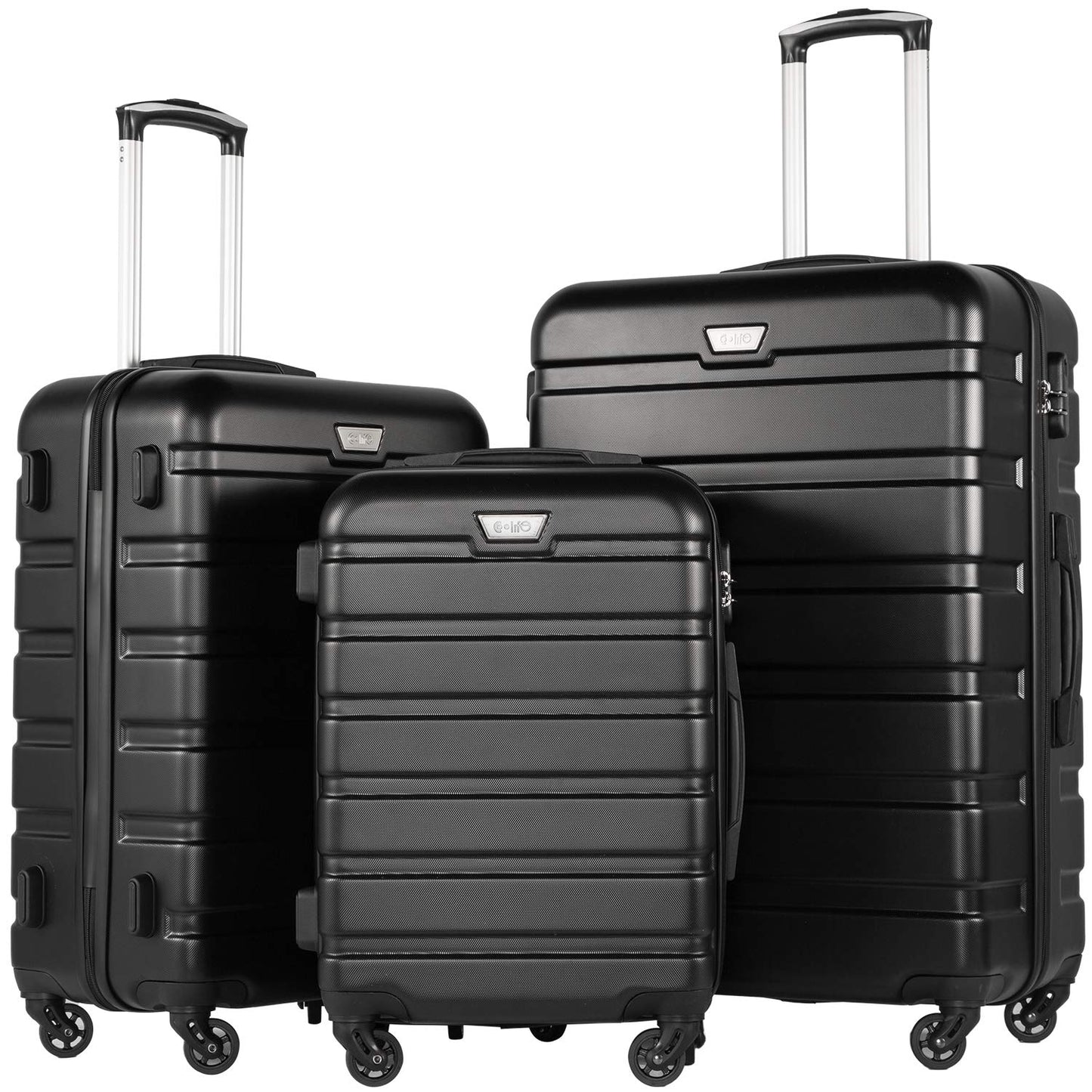 Coolife Luggage 4 Piece Set Suitcase Spinner Hardshell Lightweight TSA Lock (Family Set-Sky Blue)