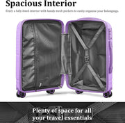 Joyway Luggage Sets 6 Piece PP Hardside Carry on Suitcase with Spinner Wheels and TSA Lock for Travel, Purple