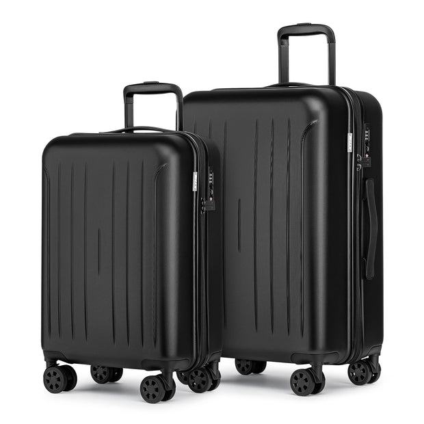 KYME Suitcase Hardshell With Double Spinner Wheels, PC+ABS TSA Lock Travel Luggage (Pink, 2Pcs Set(20"/24"))