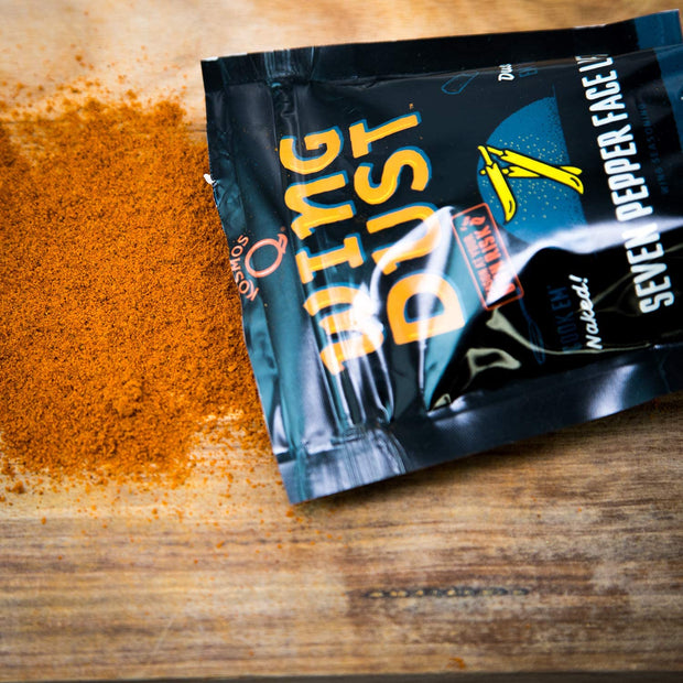 Kosmos Q Seven Pepper Face Lift Spicy Hot Wing Dust, Spicy Chicken Wing Seasoning for Chicken, Fries, Burgers, Queso, Beans & More, Flavorful Heat with 7-Pepper Blend Dry Rub Seasoning Dust, 5 Oz