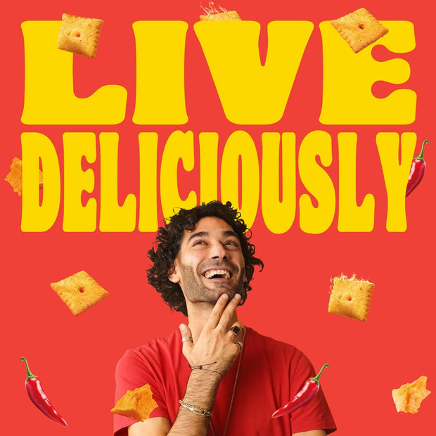 Pure Protein Cheesy Crackers Variety Pack, 6 Hot and Spicy and 6 Cheddar, High Protein Snack, 10G Protein, 1.34 oz, 12 Count