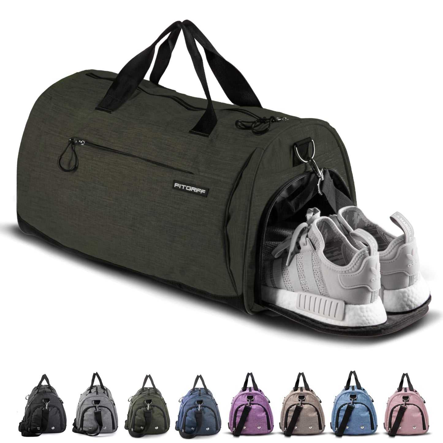 Fitgriff® Gym Bag for Men & Women with Shoe & Wet Compartment - Duffle Bag for Travel, Sports, Fitness & Workout