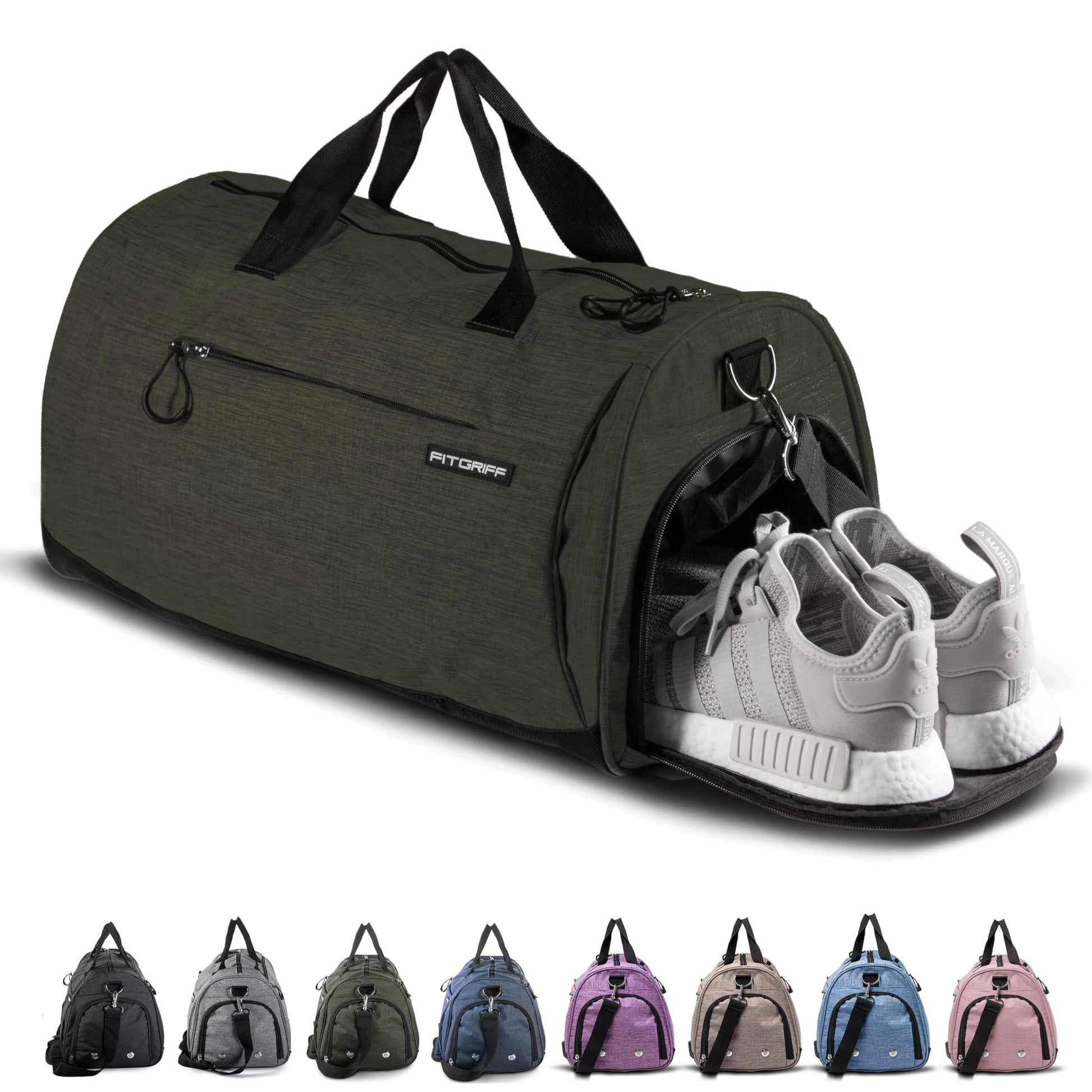 Fitgriff® Gym Bag for Men & Women with Shoe & Wet Compartment - Duffle Bag for Travel, Sports, Fitness & Workout