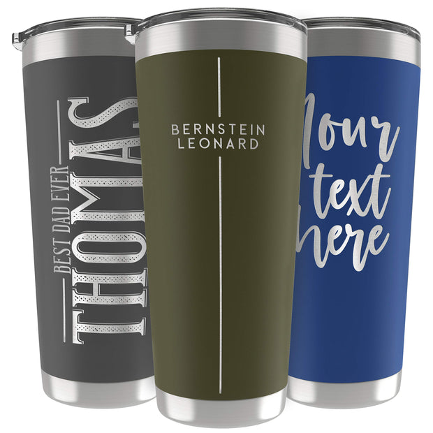 Personalized Gifts For Men - 20 Oz. Custom Tumblers w/Lid, Black - Insulated Travel Coffee Mugs - Optional Straw Set, Stainless Steel Double Wall Coffee Tumbler, Personalized Cups