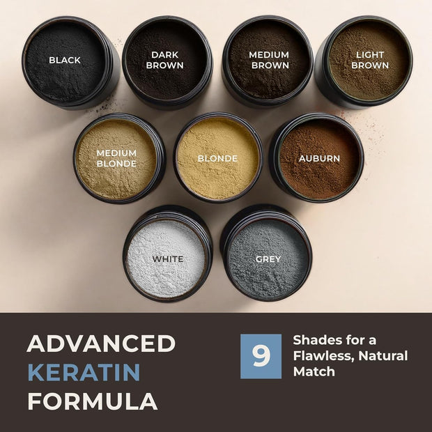 Keratin Hair Fibers for Men & Women - Fill In Fine or Thinning Hair, Instantly Thicker, Fuller Looking Hair (Black, 15g)