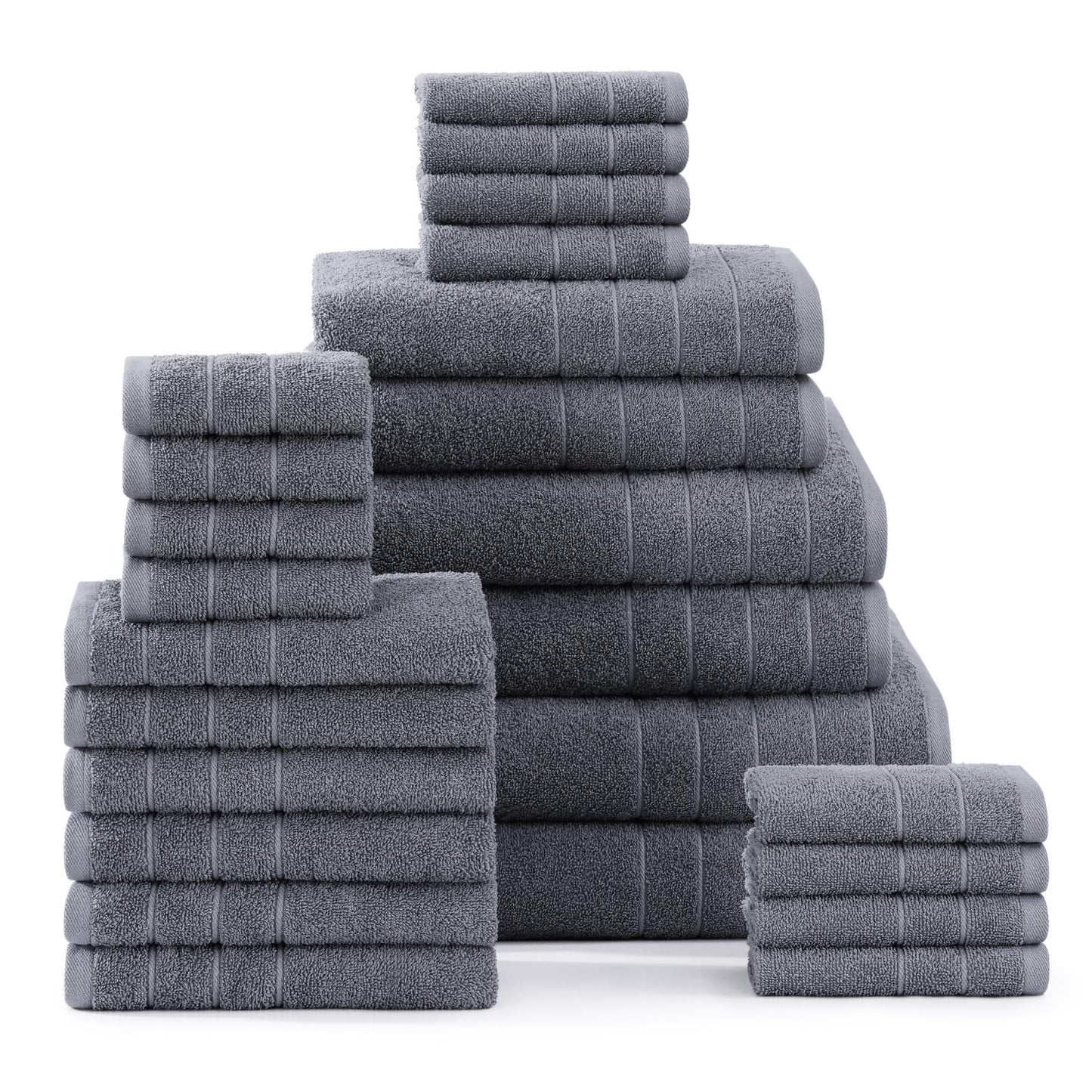 Casa Platino 100% Cotton Luxury Bathroom Towel Set - 8 Pc - Ring Spun, Quick Dry, Soft & Highly Absorbent - 2 Bath, 4 Washcloths, 2 Hand Towels - Remains Plush After Multiple Washes - Cerulean Blue