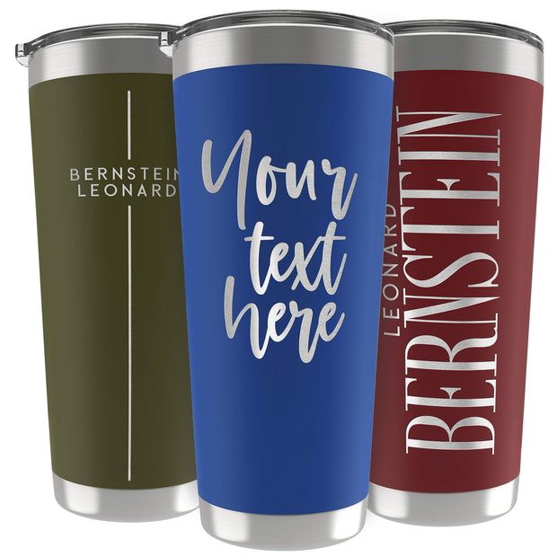 Personalized Gifts For Men - 20 Oz. Custom Tumblers w/Lid, Black - Insulated Travel Coffee Mugs - Optional Straw Set, Stainless Steel Double Wall Coffee Tumbler, Personalized Cups