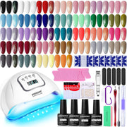JODSONE 36 Pieces Gel Nail Polish Set U V Light Nail Drill Beginner Set Glossy Surface Easy To Apply Matte Texture All-In-One Manicure Kit