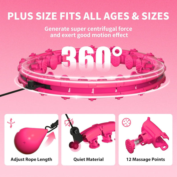 Weighted Hula Infinity Fitness Hoop for Adult Weight Loss, 2 in 1 Smart Fitness Workout Hula Circle Hoops with 28 Links(53 Inch), Exercise Fit Hoop Suitable for Women and Beginners