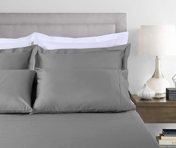 Threadmill 5-Star Hotel 500 Thread Count Best Bed Sheets, 100% Cotton Sheets Set for Queen Bed, Smoother Than Egyptian Cotton Claims, 4 Pc Set with Deep Pockets (Dark Grey)