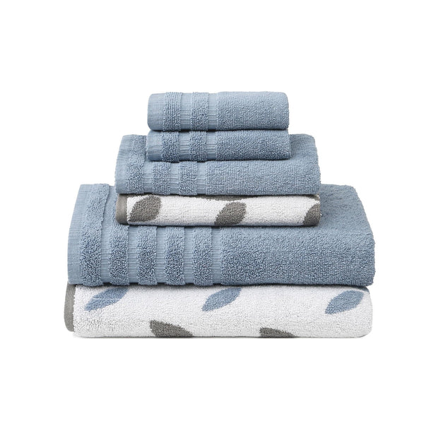 Modern Threads Oxford 6-Piece 100% Cotton Towel Set – Yarn Dyed Jacquard & Solid – Includes 2 Bath Towels, 2 Hand Towels, 2 Washcloths – Absorbent, Quick Dry, Soft & Durable – Aqua