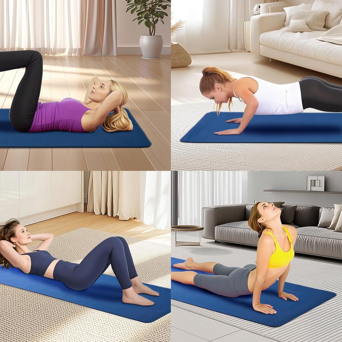 FLEXISPOT Yoga Mat, Exercise Yoga Mat with Non-Slip Design, Professional TPE Exericise Mat, Multi-Purpose Workout Mat for Women, Pilates Fitness and Floor Exercises.