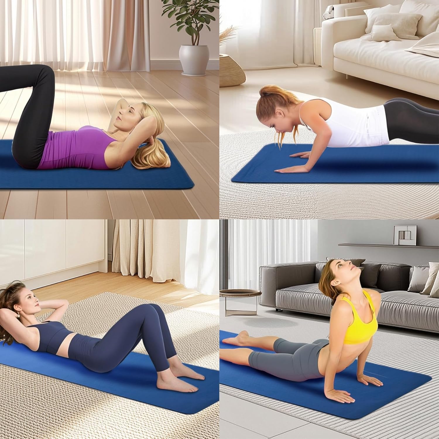 FLEXISPOT Yoga Mat, Exercise Yoga Mat with Non-Slip Design, Professional TPE Exericise Mat, Multi-Purpose Workout Mat for Women, Pilates Fitness and Floor Exercises.