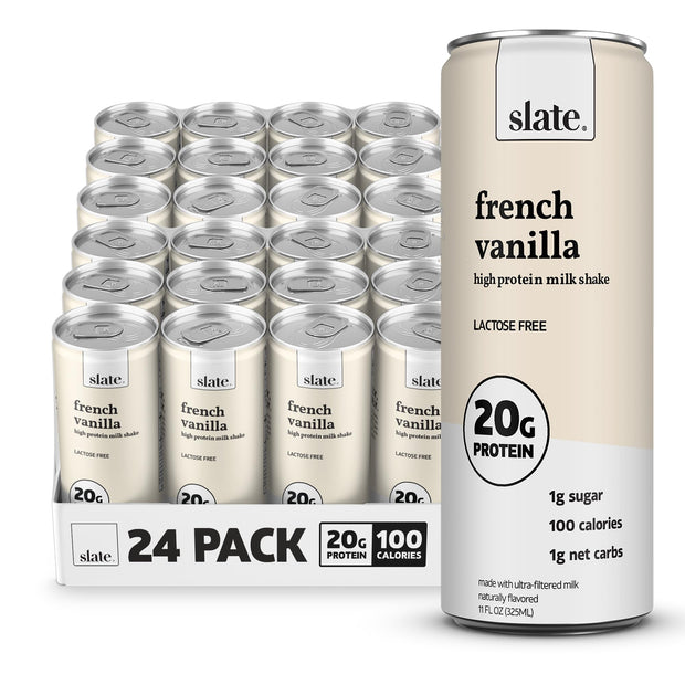 Slate Milk - High Protein Iced Coffee - Energy Variety Pack - Caramel Latte, Mocha Latte, Vanilla Latte - 175mg Caffeine, Lactose Free - 20g Protein, 1g Sugar - Protein Coffee - 11 fl oz, 12 Cans
