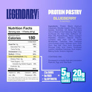 Legendary Foods 20g Protein Pastry - Low Carb Meal Replacement Bar - Low Glycemic, Gluten Free Protien Snacks - Healthy Keto Snack Box, 10x Zero Sugar Energy Bars - Bariatric Diabetic Friendly