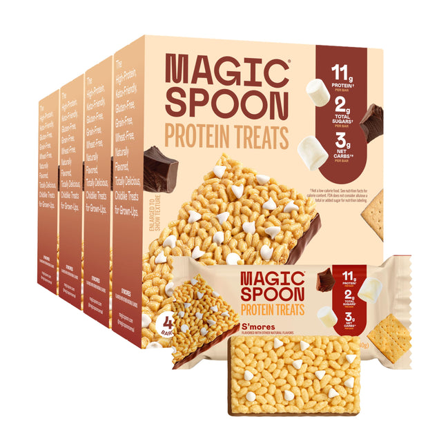 MAGIC SPOON Treats - High Protein, Low Carb, Keto Friendly, Low Sugar, Gluten Free, Crispy Protein Bar Cereal Bar, On-The-Go Healthy Snack (Chocolate PB, 8 Bars)