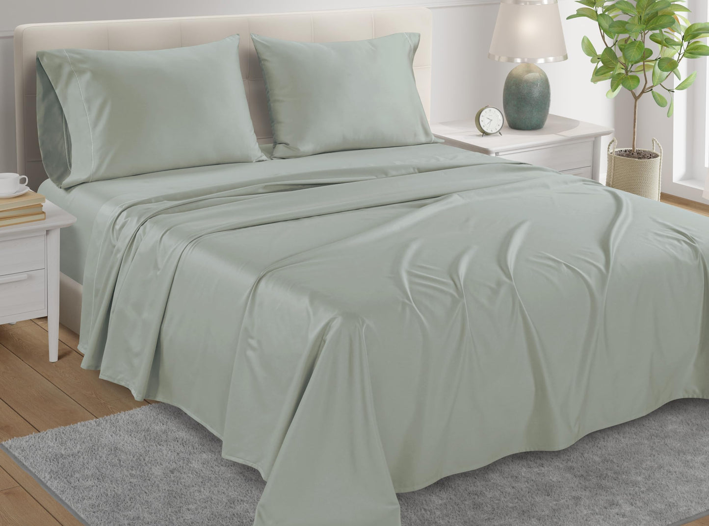 100% Egyptian Cotton Sheets King Size Sheets Set with Fully Elasticated Fitted Sheet & Pillowcase sets, 800 TC Hotel Collection Deep Pocket King Sheet Set, No Pill Soft Breathable Luxury White Bedding