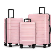 KYME Luggage Sets 2 Piece Hardshell 22"/26" Suitcase with Spinner Wheels Hardside Suitcases Sets with TSA Lock Lightweight Travel Luggage Set with Cup Holder for Women Pink
