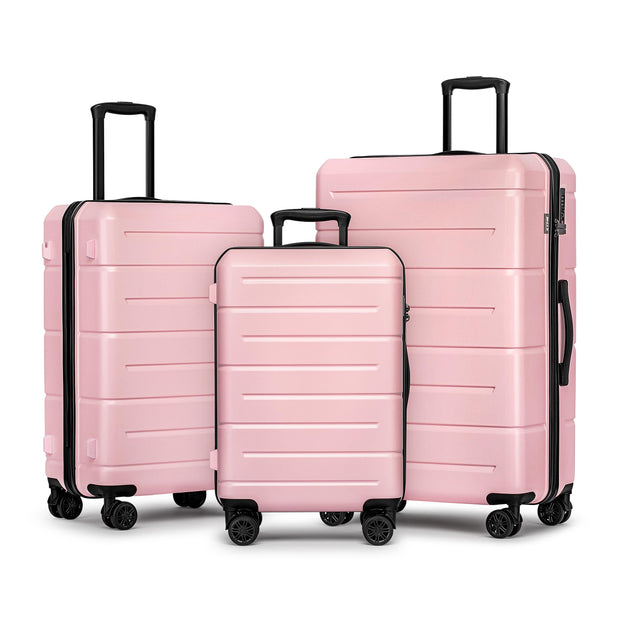 KYME Luggage Sets 2 Piece Hardshell 22"/26" Suitcase with Spinner Wheels Hardside Suitcases Sets with TSA Lock Lightweight Travel Luggage Set with Cup Holder for Women Pink