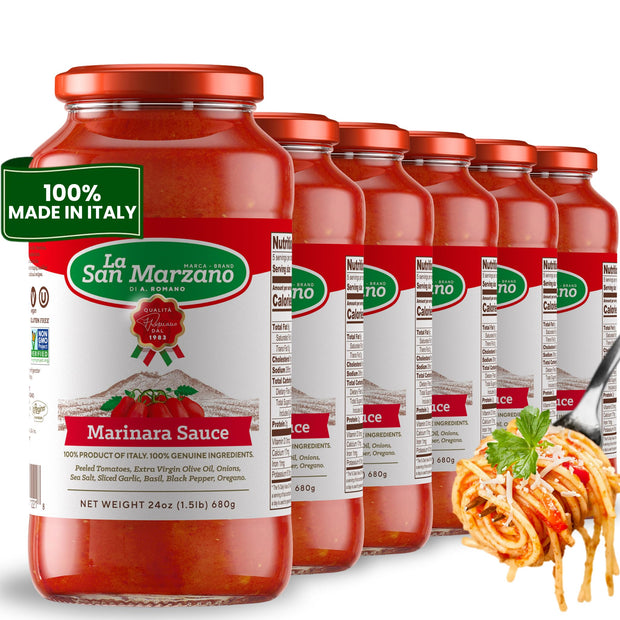 La San Marzano Marinara Sauce, 24 oz, Pasta Sauce Made in Italy, All Purpose Tomato Premium Quality, All Natural, Mediterranean Diet, Non GMO, Vegan, Gluten Free