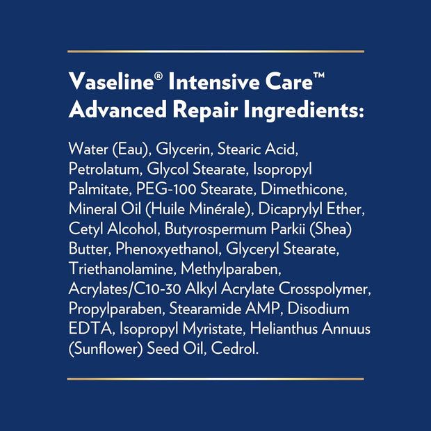 Vaseline Intensive Care Unscented Advanced Repair Body Lotion - Ultra-Hydrating with Lipids for Extremely Dry Skin, 20.3 oz, Pack of 3