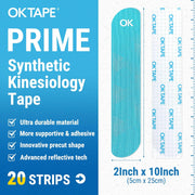 OK TAPE Synthetic Kinesiology Tape, 20 Strips Precut K Tape, Waterproof, Elastic Athletic Tape for Pain Relief & Muscle Support, Reflective Design, 2" x 10" -Purple